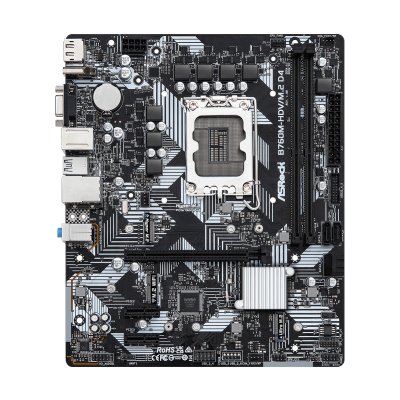 Материнская плата ASRock B760M-HDV/M.2 D4, LGA1700, Intel B760, 2xDDR4, 4xSATA, 2xM.2, 1xPCIe 4.0 x16, 2xPCIe 3.0 x1, 1xD-Sub, 1xHDMI, 1xDisplayPort, 1x 1Gb LAN, 1xUSB 3.2 Gen1 Type-C, 3xUSB 3.2 Gen1 Type-A, 2xUSB 2.0, 3x3.5 мм, 7.1, microATX