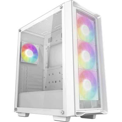 Компьютерный корпус Deepcool CC560 MESH V2 WH без БП, боковое окно (закаленное стекло), 3x120мм ARGb LED вентилятор спереди и 1x120мм ARGb LED вентилятор сзади, белый, ATX