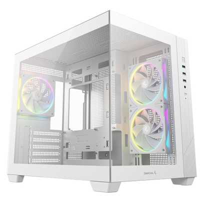 Компьютерный корпус Deepcool CG330 3F WH без БП, боковое окно (панорама), 3x120мм ARGB PWM вентилятора, белый, mATX (R-CG330-BKNGM3-G)