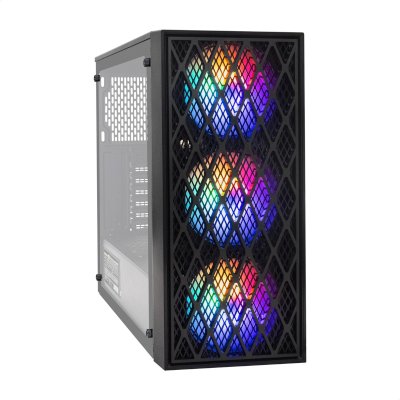 Компьютерный корпус Miditower ExeGate EVO-8243-NPX600 (ATX, БП 600NPX с вент 12 см, 2хUSB+1хUSB 3.0, черный, 3 вент. с RGb подсветкой, боковая панель - закаленное стекло)