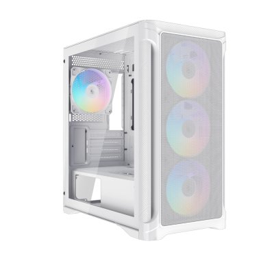 Корпус ПК без блока питания Case SAMA S31 White, Midi-Tower, TG, 4x120mm ARGB, 2xUSB 3.0 + 1xUSB 3.2 Type-C, mATX, mITX White