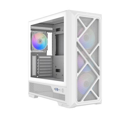 Корпус ПК без блока питания/ Case SAMA S41 White, Midi-Tower, TG, 4x120mm ARGB, 2xUSB 3.0 + 1xUSB 3.2 Type-C, ATX, mATX, mITX White