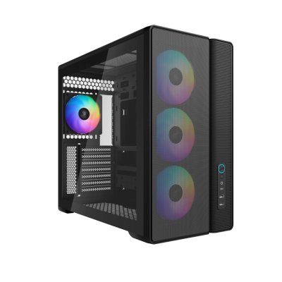 Корпус ПК без блока питания Case SAMA S50 Black, Midi-Tower, TG, 4x120mm ARGB, 2xUSB 3.0 + 1xUSB 3.2 Type-C, ATX, mATX, mITX Black