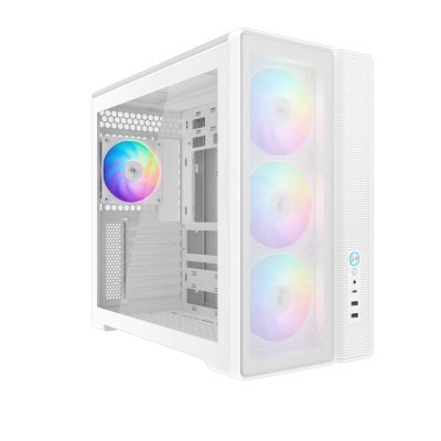 Корпус ПК без блока питания Case SAMA S50 White, Midi-Tower, TG, 4x120mm ARGB, 2xUSB 3.0 + 1xUSB 3.2 Type-C, ATX, mATX, mITX White