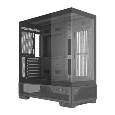 Корпус ПК без блока питания Case SAMA V43E Black, Midi-Tower, TG, no fans, 2xUSB 3.0 + 1xUSB 3.2 Type-C, ATX, mATX, mITX Black