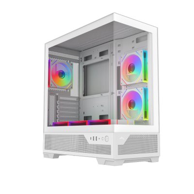 Корпус ПК без блока питания Case SAMA V43 White, Midi-Tower, TG, 6x120mm ARGB, 2xUSB 3.0 + 1xUSB 3.2 Type-C, ATX, mATX, mITX White