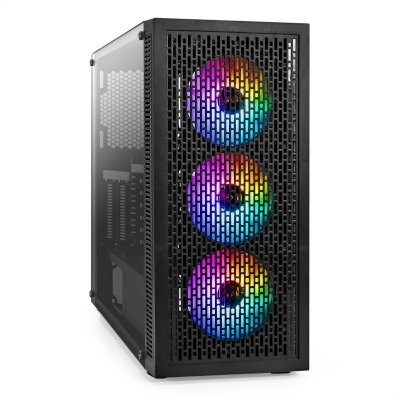 Компьютерный корпус Miditower ExeGate EVO-5001A-700NPX (ATX, БП 700NPX с вент. 12 см, 2хUSB+1хUSB 3.0+HD Audio, черный, 3 вент.12см с RGb подсветкой, боковая панель - закаленное стекло)