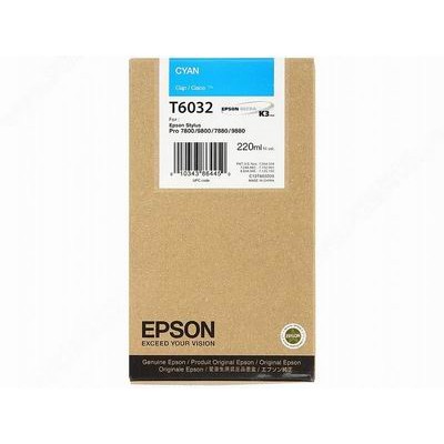 Картридж струйный Epson T6032 (C13T603200) голубой (220 мл) для Stylus 7800, 7880, 9800, 9880