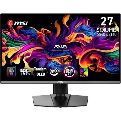 Монитор MSI 9S6-3CD79A-096 26.5" MSI MAG 272UP QD-OLED E16 QD-OLED, 3840x2160, 165Hz, 0,03ms, 250сd/m, 1500000:1, HDR / 2xHDMI(2.1), DP(1.4a), Type-C(PD-15W) / HAS, Pivot, Swivel, InPSU, Vesa 100, Black