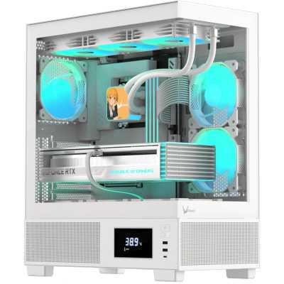 Компьютерный корпус AeroCool/Formula V Line Crystal E1 White, ATX, TYPE-C*1, USB3.0*2, Switch Display Panel