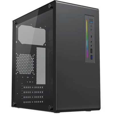 Корпус Foxline FL-728TG-U3C, Mini-Tower, чёрный