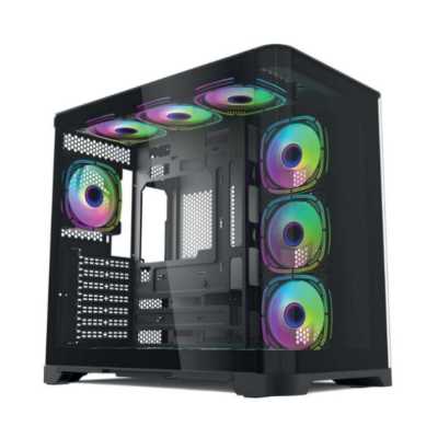 Компьютерный корпус Forza Forza FZ-G42B Seaview TG ATX Case, black, w/o psu, Curved Tempered glass front panel, 1x3,5", 3x2,5