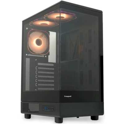 Компьютерный корпус HSPD F510, Panoramic Mid Tower, черный, TG, 0.5 SPCC, 3x120мм ARGb ATX, mATX, mITX 180/280/160мм 1x2.5", 1x3.5", 7xPCI 2xUSB-A 3.0 356x218x467мм