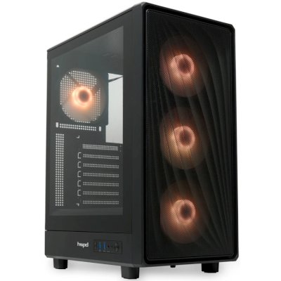 Компьютерный корпус HSPD M510, Mesh Mid Tower, черный, TG, 0.5 SPCC, 4x120мм ARGB ATX, mATX, mITX 180/280/160мм 1x2.5", 1x3.5", 7xPCI 2xUSB-A 3.0 517x277x418мм
