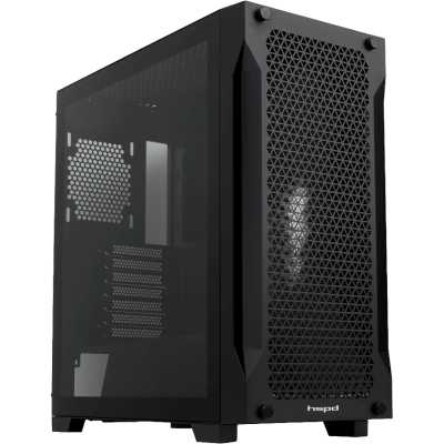 Компьютерный корпус без блока питания Case HSPD M541, Mesh Mid Tower, черный, TG, 0.7 SPCC, no fans, ATX, mATX, mITX, 170/405/210мм, 2x2.5", 2x3.5", 7xPCI, 1xUSB-A 3.0, 2xUSB-A 2.0, 465x220x485мм