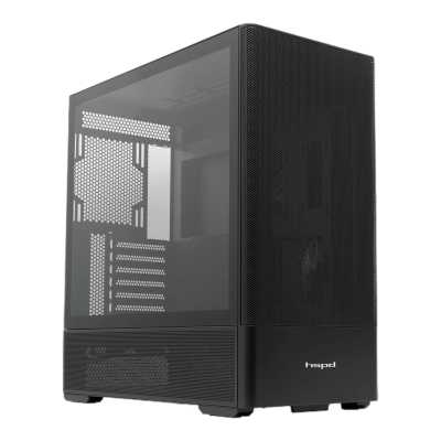 Компьютерный корпус без блока питания Case HSPD M712, Mesh Mid Tower, Black, TG, 0.6 SPCC, no fans, E-ATX, ATX, mATX, mITX, 175/410/160мм, 2x2.5", 2x3.5", 7xPCI, 2xUSB-A 3.0, 476x225x455мм