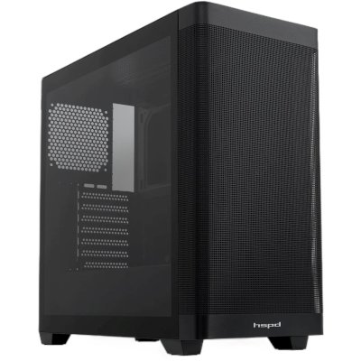 Компьютерный корпус без блока питания Case HSPD M740, Mesh Mid Tower, черный, TG, 0.6 SPCC, no fans, E-ATX, ATX, mATX, mITX, 170/400/200мм, 4x2.5", 2x3.5", 7xPCI, 1xUSB-A 3.0, 1xUSB-C 3.0, 460x218x450мм