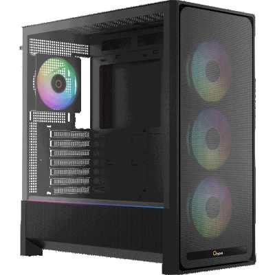 Корпус ПК без блока питания/ Case Ocypus Delta C70 BK ARGB, Midi-Tower, TG, 4x120mm ARGB, 2xUSB-A 3.0 + 1xUSB-C 3.1, E-ATX, ATX, mATX, mITX Black