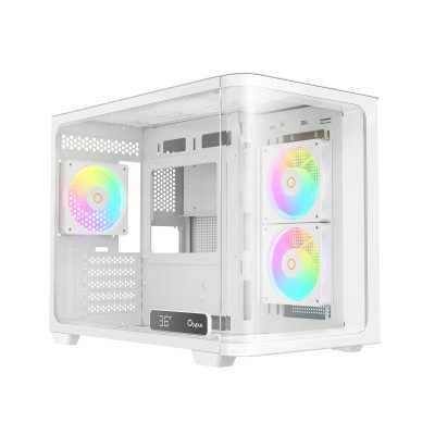 Корпус ПК без блока питания/ Case Ocypus Iota C50 Curve WH ARGB, Mini-Tower, TG, 3x120mm ARGB, 2xUSB-A 3.0 + 1xUSB-C, mATX, mITX White