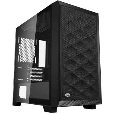 Компьютерный корпус без блока питания PCCooler C3D310 BK, Mesh Mid Tower, Black, TG, 0.6 SPCC, no fans mATX, mITX 165/350/200мм 3x2.5", 2x3.5", 4xPCI 2xUSB-A 3.0 406x220x410mm