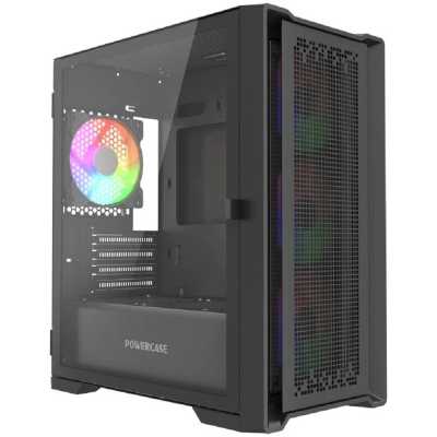 Корпус POWERCASE ByteFlow Micro Black LE CAMBFB-A4-LE без БП боковая панель из закалённого стекла 2*USB 2.0 USB 3.0