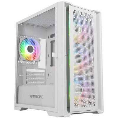 Корпус POWERCASE ByteFlow Micro White CAMBFW-A4 белый без БП боковая панель из закаленного стекла 4х120mm ARGB fans ARGB HUB 2*USB 2.0 USB