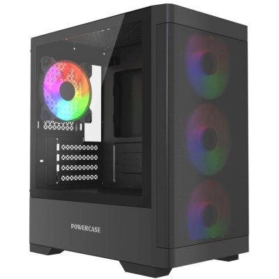 Корпус Mini-Tower PowerCase Mistral Micro A13B черный [закаленное стекло, 4 x 120 мм, без БП] [CMMA13B-L4]
