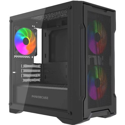 Корпус POWERCASE Mistral Micro X3B CMMXB-A3 черный без БП боковая панель из закалнного стекла 2*USB 2.0 USB 3.0