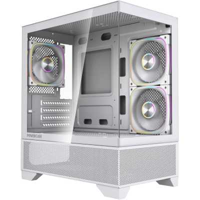 Корпуса POWERCASE 11145893 — Корпус Vision Micro M4W, Tempered Glass, Type-C, 3x 120mm ARGB PWM Fan, белый, mATX (CVMM4W-A3