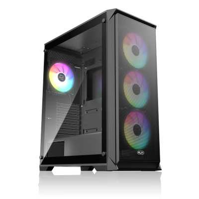 Корпус без блока питания Raijintek ARCADIA 41-MS4, Midi-Tower, TG, 1x120мм + 3x120мм ARGB, 2xUSB-A 3.0 + 1xUSB-C, ATX, mATX, mITX Black