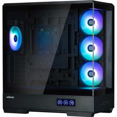 Компьютерный корпус ZALMAN P50 DS, ATX, черный, WINDOW, 2x3.5", 3x2.5", 1xUSB TYPE-C, 2xUSB 3.0, SIDE 3x120мм ARGb, REAR 1x120мм ARGb