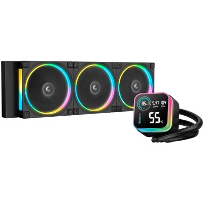 Система жидкостного охлаждения Deepcool LQ360 Ultra ARGb Soc-AM5/AM4/1200/1700/1851 черный 4-pin 38.71dB Al LCD 350W 1840gr Ret (R-LQ360-BKASMC-G-1)