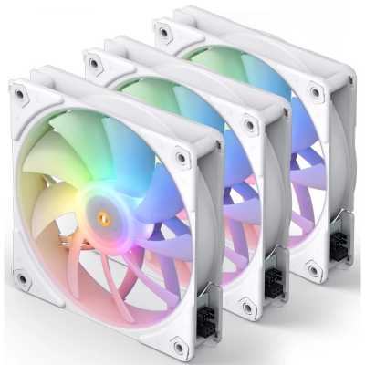 Вентилятор для корпуса JONSBO ZF-120W (120x120x25мм, 4-pin PWM, ARGb, 61.0CFM, 28.9dBA, 1500RPM, белый, 3pcs)
