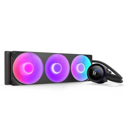 Система жидкостного охлаждения для ПК/ Water Cooling System NZXT Kraken Plus 360 RGB V2 (260W, 360mm, LED temp., Black, RGB/ Fans: 3x120mm, 75.05CFM, 31.9dBA, 2400RPM/ Pump height 55.97mm, 2800RPM, Rad thickness 27mm/ S: 1851, 1700, 1200, 115X, AM5, AM4)
