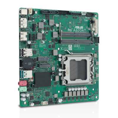 Материнская плата ASUS PRO A620AT-CSM, AM5, AMD A620A, 2xDDR5, 2xSATA, 1xM.2, 1xPCIe 4.0 x16, 1xHDMI, 1xDP, 1x1Gb LAN, 2xUSB-A 10Gbps, 2xUSB-A 2.0, 2x3.5 мм, 7.1, Thin Mini-ITX