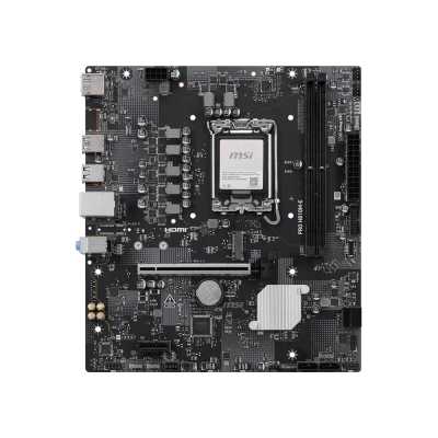 Материнская плата MSI PRO H810M-E, LGA 1851, Intel H810, 2xDDR5 (до 128 ГБ), 4xSATA, 1xM.2 (PCIe 4.0 x4), 1xPCIe 5.0 x16, 1xPCIe x1, 1xHDMI, 1xDP, 1x2.5Gb LAN, 2xUSB-A 5Gbps, 4xUSB-A 2.0, 3x3.5 мм, 7.1, чёрный, mATX