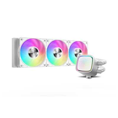 Водяное охлаждение для процессора Water Cooling System SAMA L50 360WH (320W, 360mm, White, ARGB Fans: 3x120mm, 72.3CFM, 28dBA, 2200RPM Pump height 65mm, 30dBA, 3000RPM, Rad thickness 27mm S: 1851, 1700, 1200, 115X, AM5, AM4) L50-WHWAYX03-G