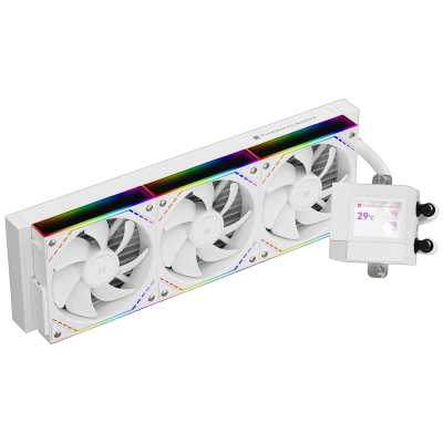 Система жидкостного охлаждения Water Cooling System Thermalright Elite Vision 360 (360mm, LED, White, ARGB Fans: 3x120mm, 69CFM, 27dBA, 2150RPM Pump height 63mm, Rad thickness 27mm S: 1700, 1200, 1851, 115X, 2011, 2066, AM5, AM4) E-VISION-WH-360-ARGB