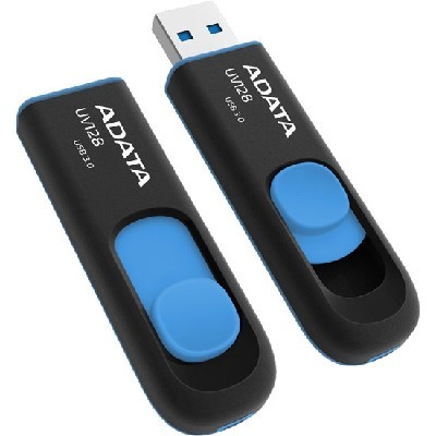 Флешка USB ADATA UV128 (AUV128-32G-RBE), 32Gb, USB 3.0, R/W 100/30, черный/синий