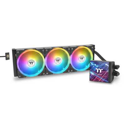 Система водяного охлаждения Thermaltake MAGFloe 420 Ultra ARGB Soc-AM5/AM4/1200/1700/1851 черный 4-pin 34.5-38.8dB Al LCD 360W Ret (CL-W451-PL14SW-A)