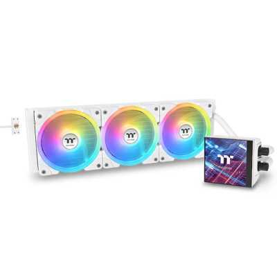 Система водяного охлаждения Thermaltake MAGFloe 420 Ultra Snow ARGB Soc-AM5/AM4/1200/1700/1851 белый 4-pin 34.5-38.8dB Al LCD 360W Ret (CL-W452-PL14SW-A)