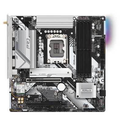 Материнская плата ASRock B760M Pro RS WiFi, LGA 1700, Intel B760, 4xDDR5, 4xSATA, 3xM.2, 1xPCIe 5.0 x16, 1xPCIe 3.0 x16, 1xHDMI, 1xDP, 1x2.5Gb LAN, Wi-Fi 6E, Bluetooth 5.3, 1xUSB-C 5Gbps, 3xUSB-A 5Gbps, 2xUSB-A 2.0, 3x3.5 мм, 7.1, mATX