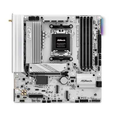 Материнская плата ASRock B850M Pro RS WiFi White, AM5, AMD B850, 4xDDR5, 4xSATA, 3xM.2, 1xPCIe 5.0 x16, 1xPCIe 4.0 x4, 1xHDMI, 1xDP, 1x2.5Gb LAN, Wi-Fi 6E, Bluetooth 5.3, 1xUSB-C 10Gbps, 1xUSB-A 10Gbps, 2xUSB-A 5Gbps, 4xUSB-A 2.0, 3x3.5 мм, 7.1, mATX