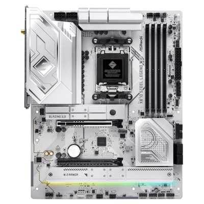 Материнская плата ASRock X870 STEEL LEGEND WIFI, AM5, AMD X870, 4xDDR5, 4xSATA, 3xM.2, 1xPCIe 5.0 x16, 1xPCIe 5.0 x4, 1xHDMI, 1x2.5Gb LAN, Wi-Fi 7, Bluetooth 5.4, 2xUSB-C 40Gbps, 2xUSB-A 10Gbps, 3xUSB-A 5Gbps, 4xUSB-A 2.0, 1xTOSLINK, 2x3.5 мм, 7.1, ATX