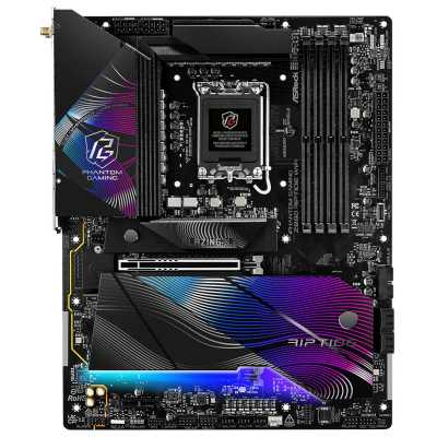 Материнская плата ASRock Z890 Riptide WiFi, LGA 1851, Intel Z890, 4xDDR5, 4xSATA, 5xM.2, 1xPCIe 5.0 x16, 1xPCIe 4.0 x16, 1xPCIe x1, 2xUSB-C Thunderbolt 4, 4xUSB-A 3.2 Gen 1, 1xUSB-A 3.2 Gen 2, 1xHDMI, 1x2.5Gb LAN, 4x3.5 мм, 7.1, ATX