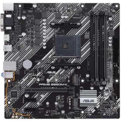 Материнская плата ASUS PRIME B550M-K, AM4, AMD B550, 4xDDR4, 4xSATA, 2xM.2, 1xPCIe 4.0 x16, 2xPCIe x1, 1xDVI-D, 1xHDMI, 1xVGA, 1x 1Gb LAN, 4xUSB 3.2 Gen 1, 2xUSB 3.2 Gen 2, 3x3.5 мм, 7.1, mATX