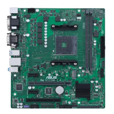 Материнская плата ASUS Pro A520M-C II/CSM, AM4, AMD A520, 2xDDR4, 4xSATA, 1xM.2, 1xPCI-E 3.0 x16, 2xPCI-E x1, 1xDVI-D, 1xDP, 1xHDMI, 1xVGA, 1x 1Gb LAN, 2xUSB-A 2.0, 4xUSB-A 3.2 Gen 1, 3x3.5 мм, Micro-ATX