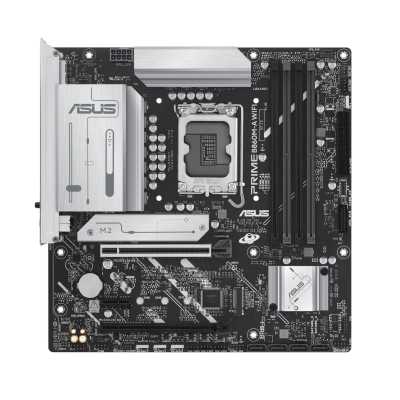 Материнская плата ASUS PRIME B860M-A WIFI, LGA 1851, Intel B860, 4xDDR5, 4xSATA, 2xM.2, 1xPCIe 5.0 x16, 1xPCIe 4.0 x16, 1xPCIe 4.0 x1, 2xDP, 1xHDMI, 1x 2.5Gb LAN, 1xUSB-C 20Gbps, 1xUSB-A 10Gbps, 2xUSB-A 5Gbps, 4xUSB-A 2.0, 3x3.5 мм, 7.1, micro-ATX.