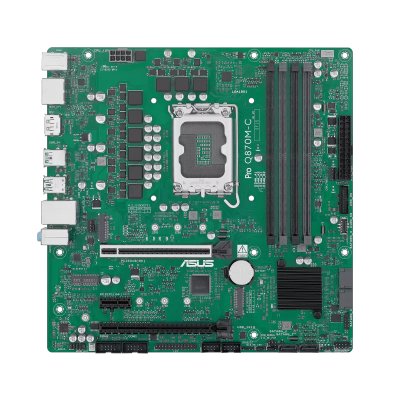 Материнская плата ASUS Pro Q870M-C-CSM, LGA1851, Intel Q870, 4xDDR5, 4xSATA, 2xM.2, 1xPCIe 5.0 x16, 1xPCIe 4.0 x4, 1xPCIe 4.0 x1, 2xDP, 1xHDMI, 1xPS/2, 1x1Gb LAN, 3xUSB-A 10Gbps, 1xUSB-A 5Gbps, 2xUSB-A 2.0, 3x3.5 мм, 7.1, mATX