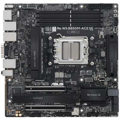 Материнская плата ASUS PRO WS B850M-ACE SE, AM5, AMD B850, 4xDDR5, 4xSATA, 2xM.2, 1xPCIe 5.0 x16, 1xPCIe 4.0 x16, 1xVGA, 1xHDMI, 1xDP, 1x2.5Gb LAN, 1x10Gb LAN, 2xUSB-C 10Gbps, 3xUSB-A 10Gbps, 2xUSB-A 2.0, 7.1, mATX